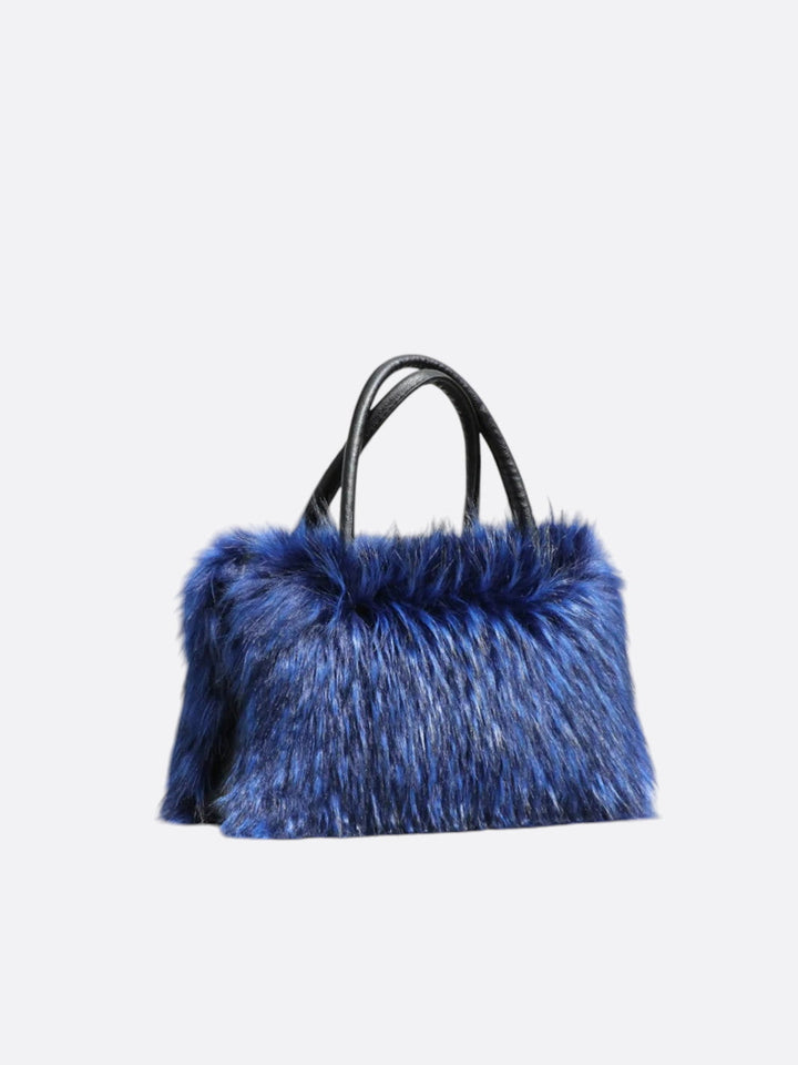 Sac à main fausse fourrure bleu