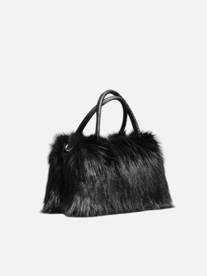Sac à main fausse fourrure noir