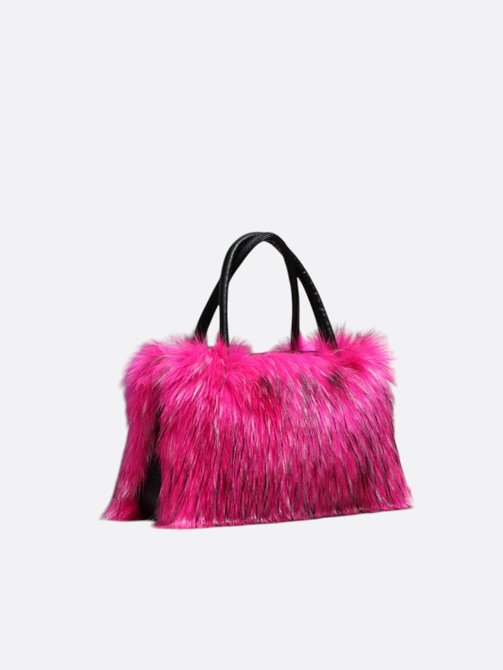 Sac à main fausse fourrure rose