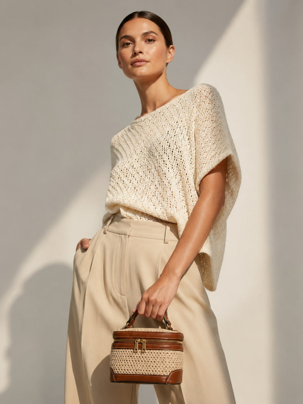 sac paille et cuir femme