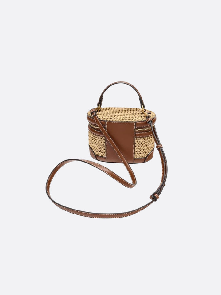 Sac à main paille et cuir <br>Cassis