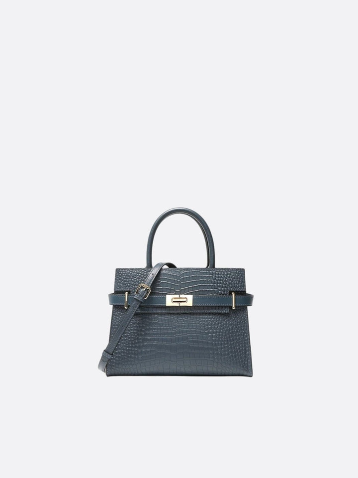 sac à main trapeze crocodile gris