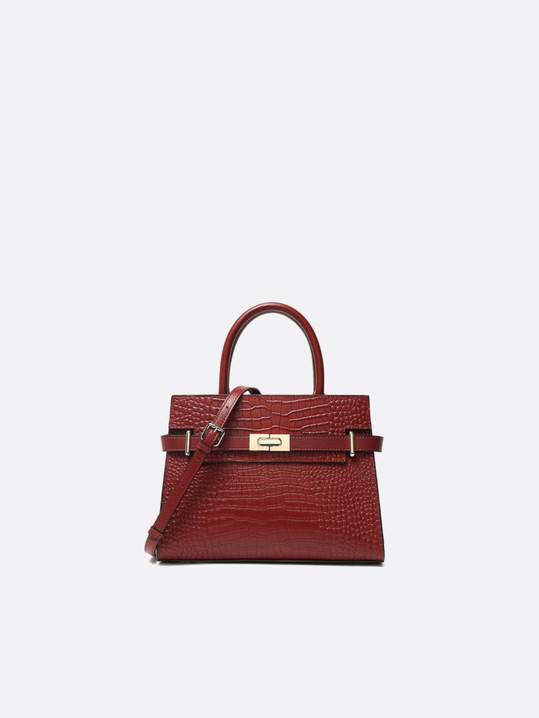 sac à main trapeze crocodile rouge
