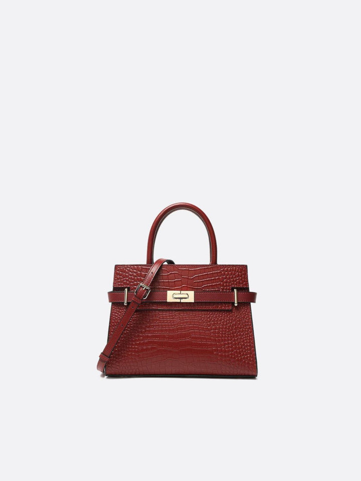 sac à main trapeze crocodile rouge