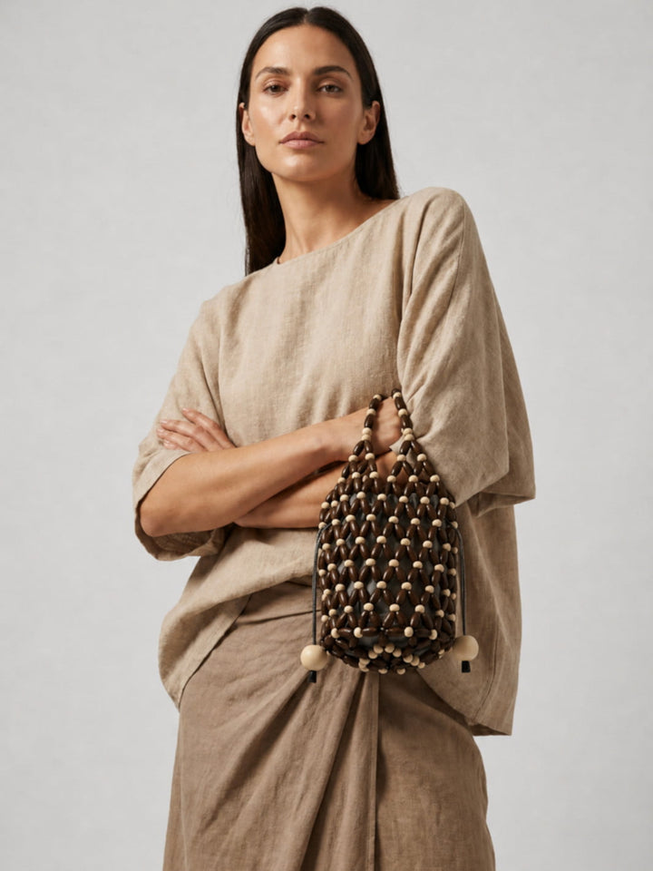 sac porté main perles