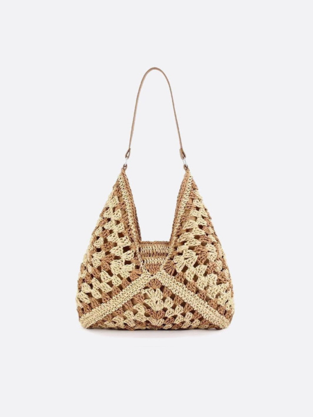 sac crochet paille beige
