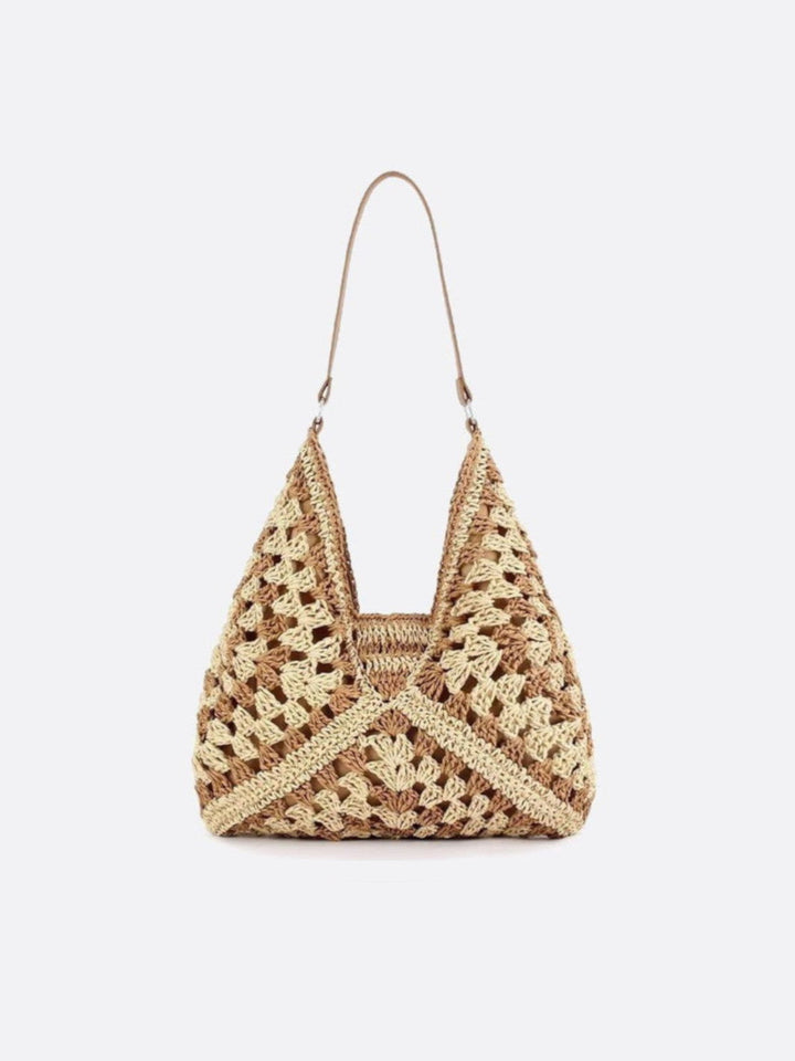 sac crochet paille beige