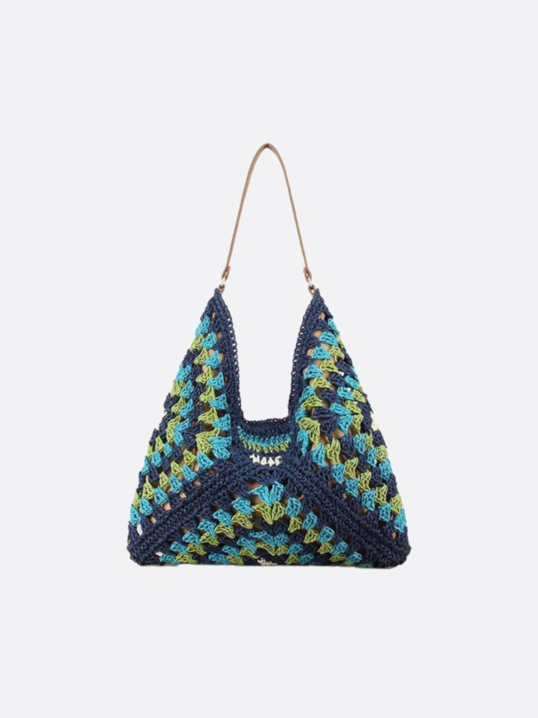 sac crochet paille bleu marine