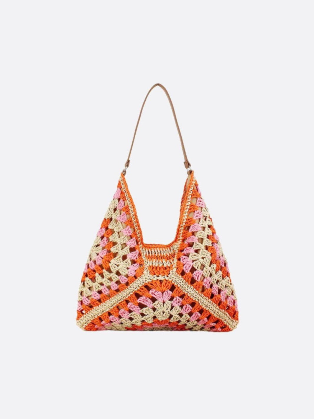 sac crochet paille orange