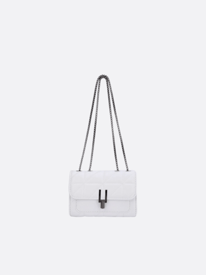 Sac bandoulière cuir matelassé blanc