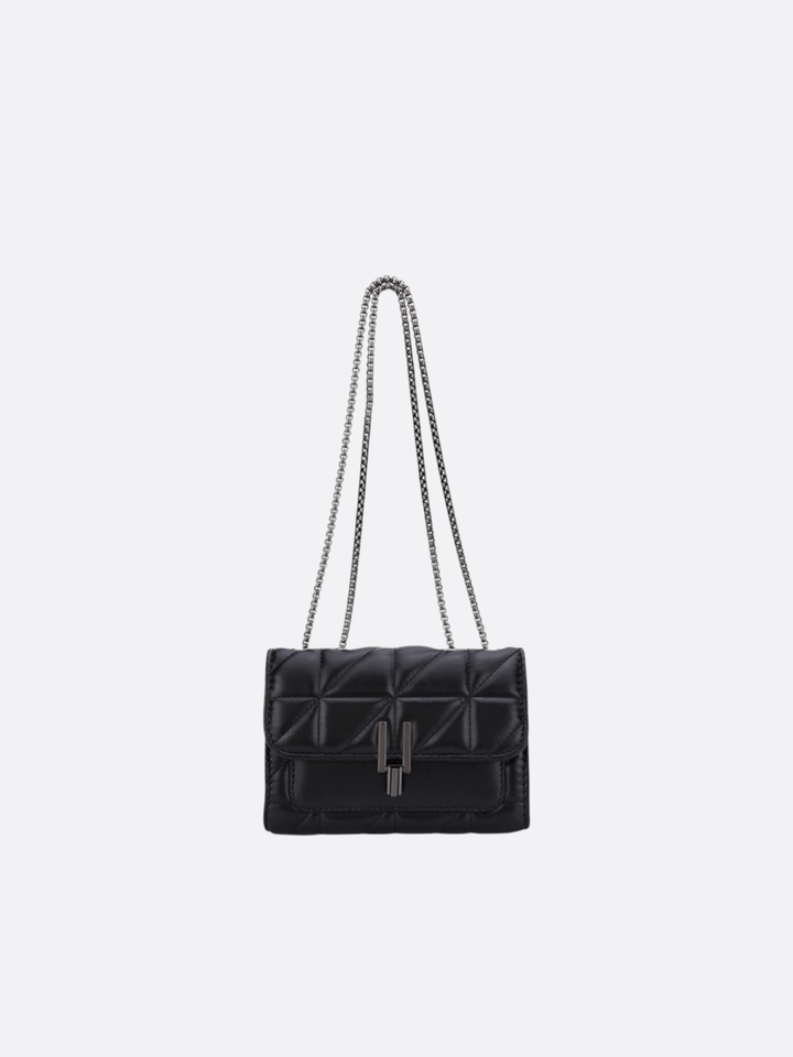 Sac bandoulière cuir matelassé noir