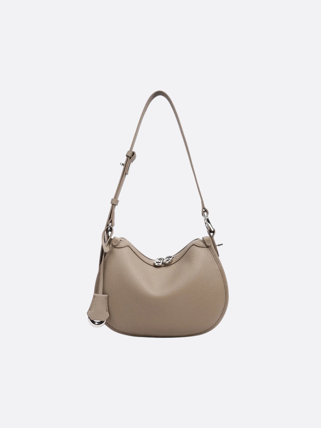 Sac bandoulière demi-lune cuir beige
