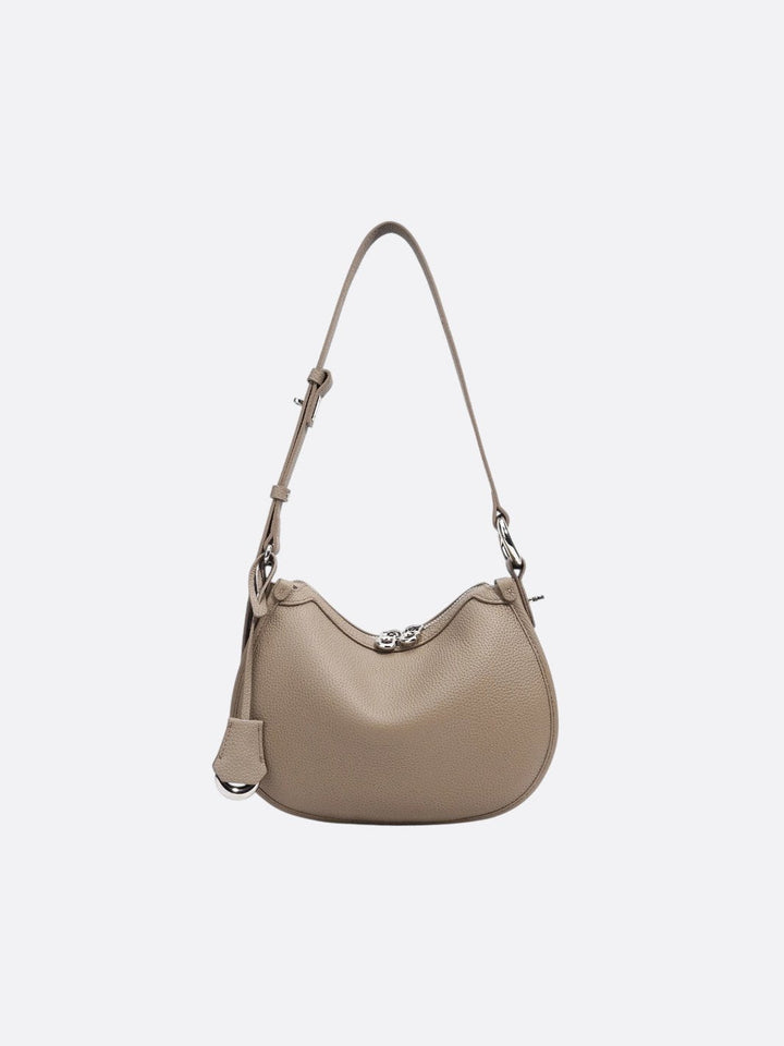 Sac bandoulière demi-lune cuir beige