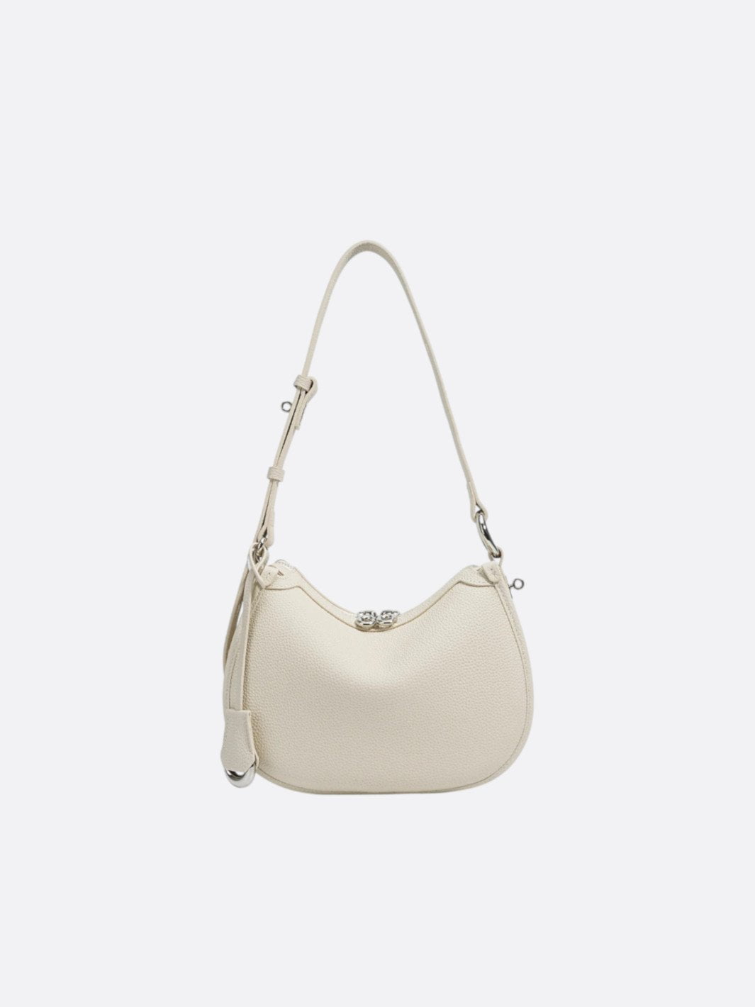 Sac bandoulière demi-lune cuir blanc