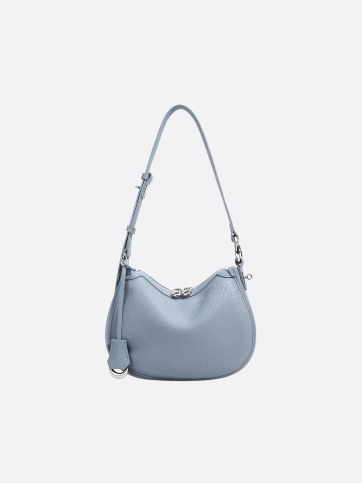 Sac bandoulière demi-lune cuir bleu