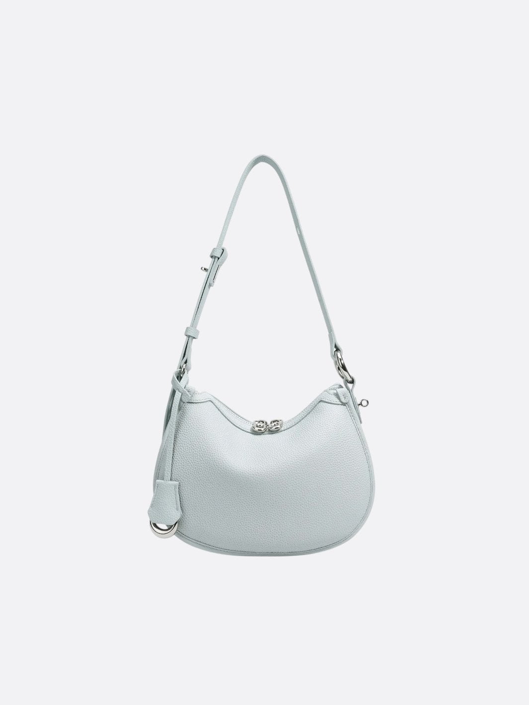 Sac bandoulière demi-lune cuir bleu clair