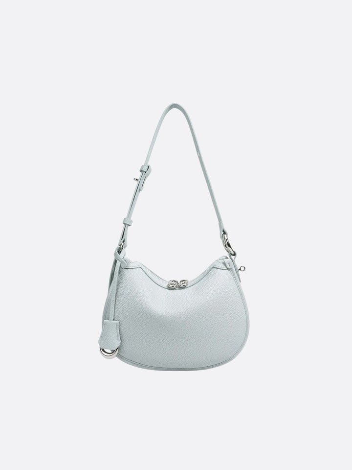 Sac bandoulière demi-lune cuir bleu clair