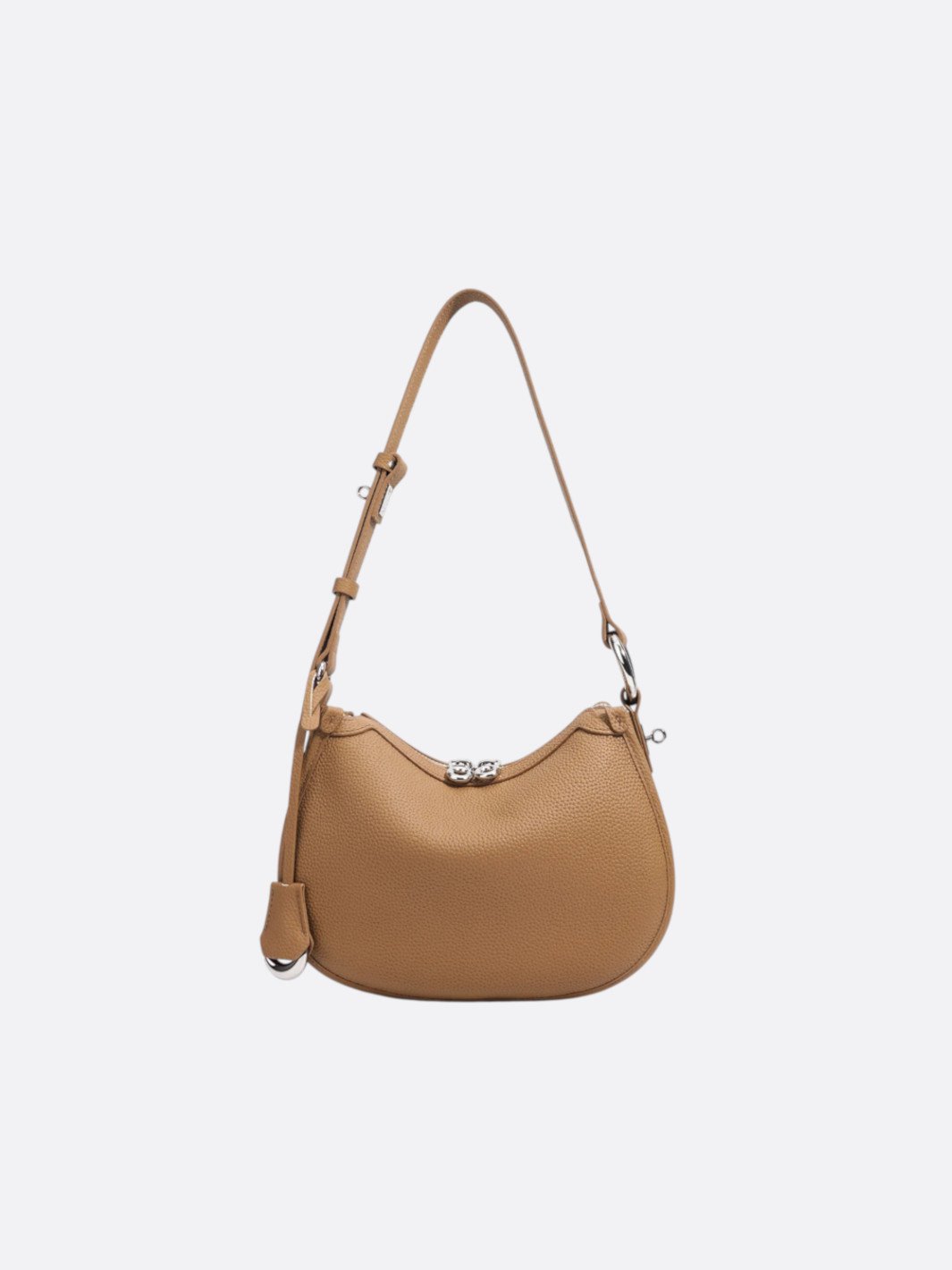 Sac bandoulière demi-lune cuir camel
