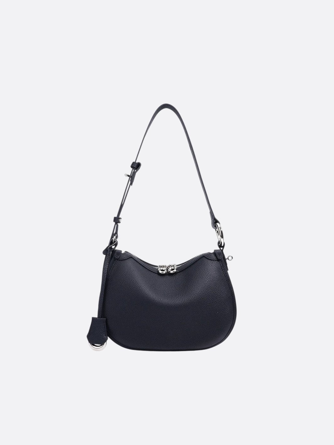 Sac bandoulière demi-lune cuir noir