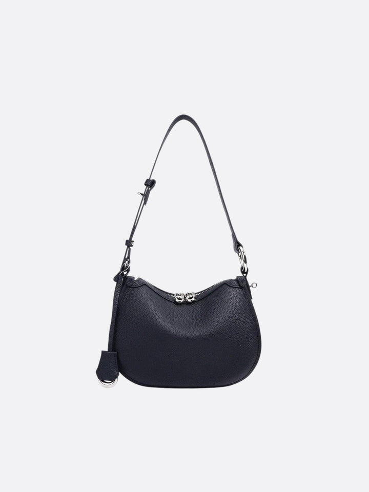 Sac bandoulière demi-lune cuir noir