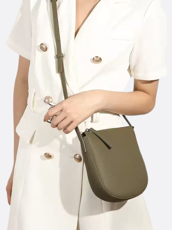 sac bandoulière cuir grainé vert femme