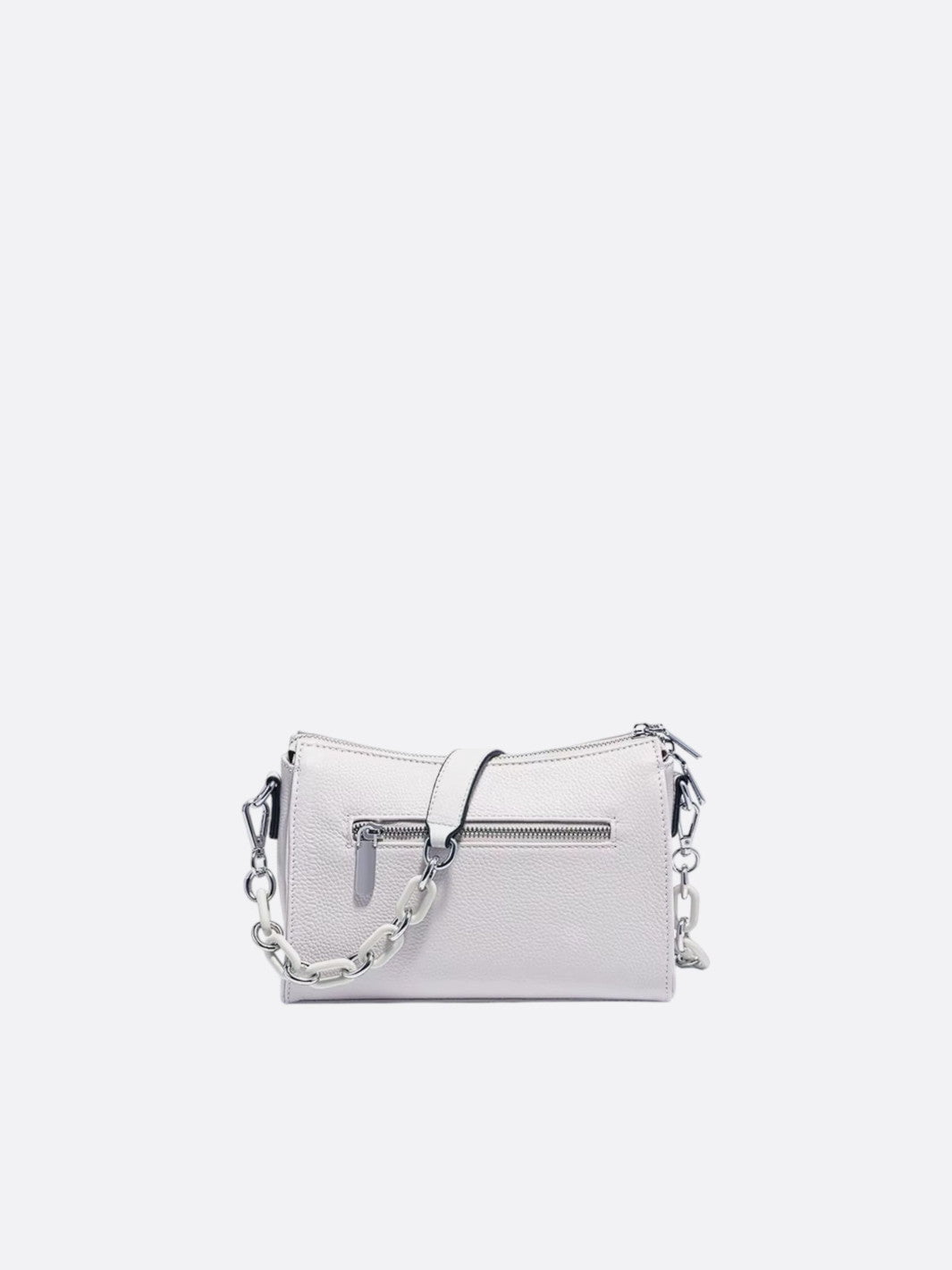 Sac bandoulière en cuir gris clair <br>Selina