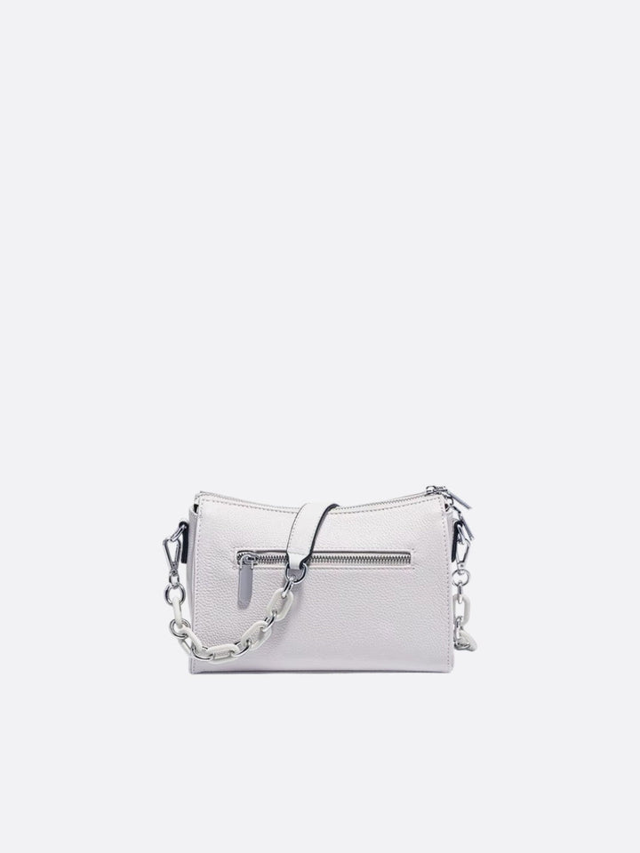Sac bandoulière en cuir gris clair <br>Selina