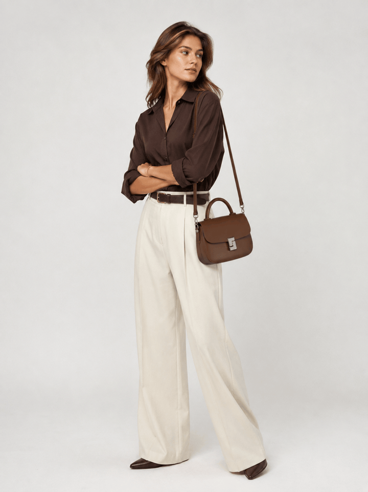 sac bandoulière cuir lisse femme