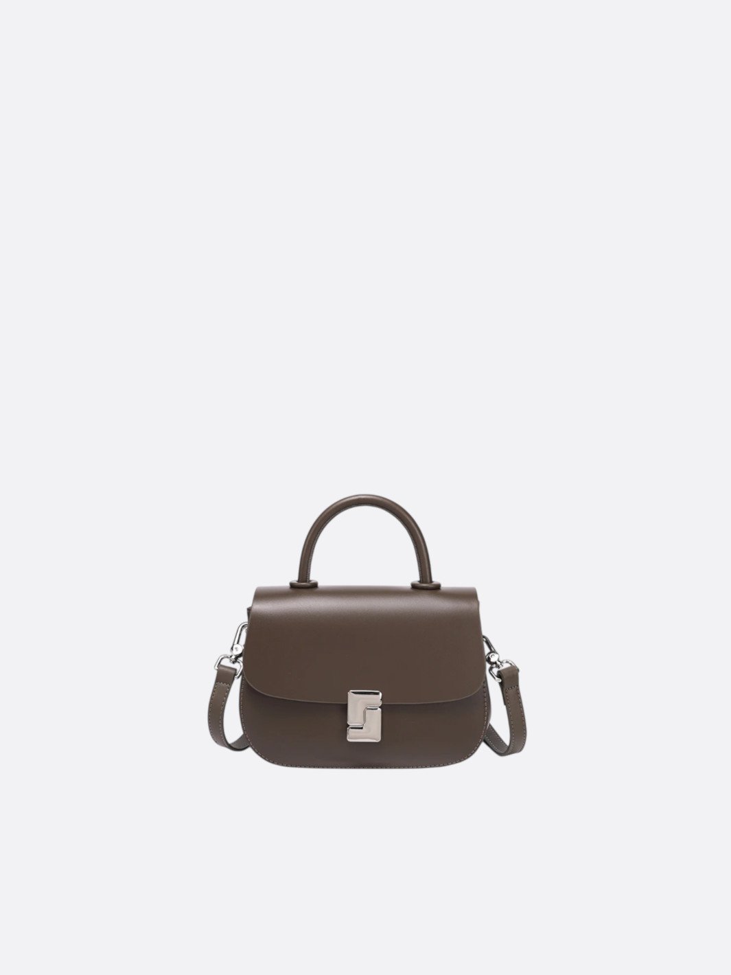 sac bandoulière cuir lisse marron foncé