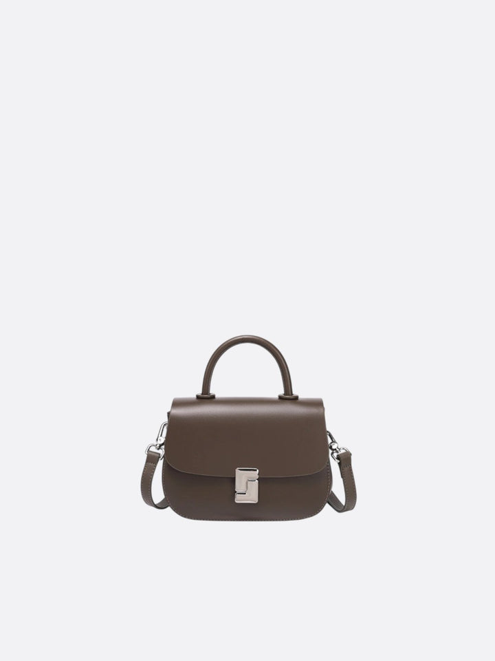 sac bandoulière cuir lisse marron foncé