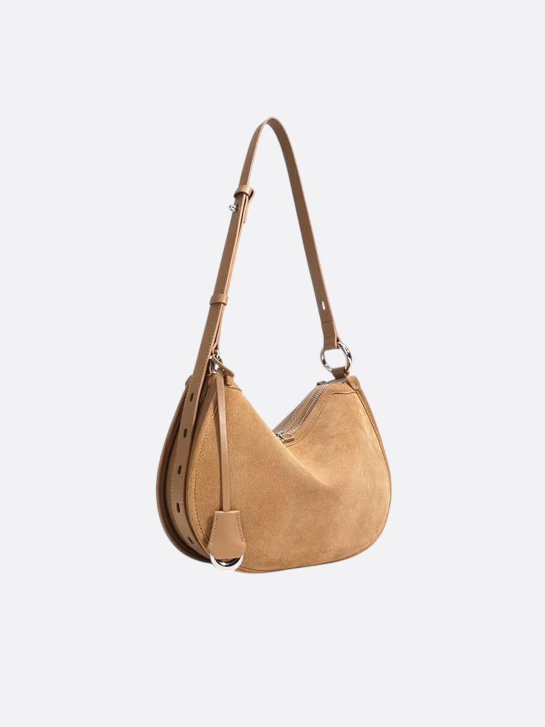 sac bandoulière daim camel