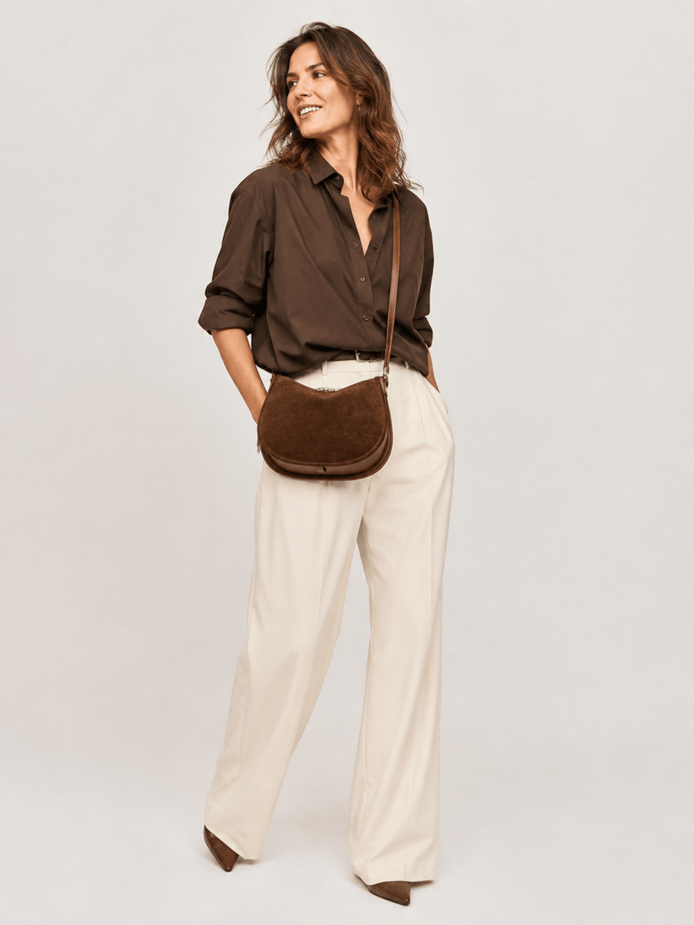 sac bandoulière daim femme