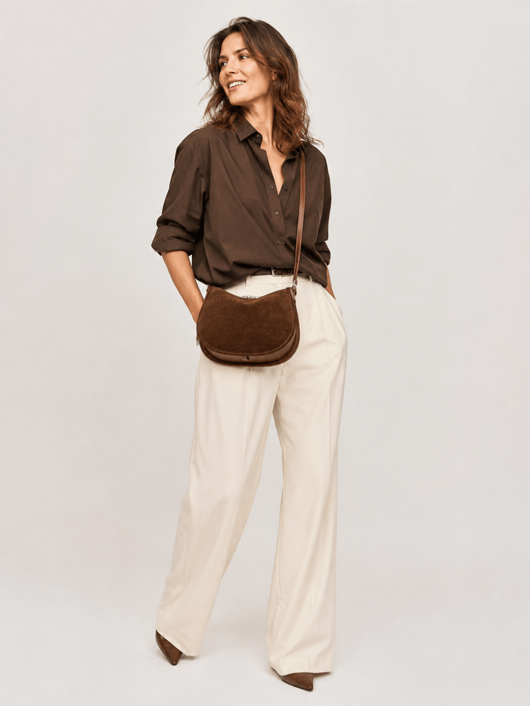 sac bandoulière daim femme