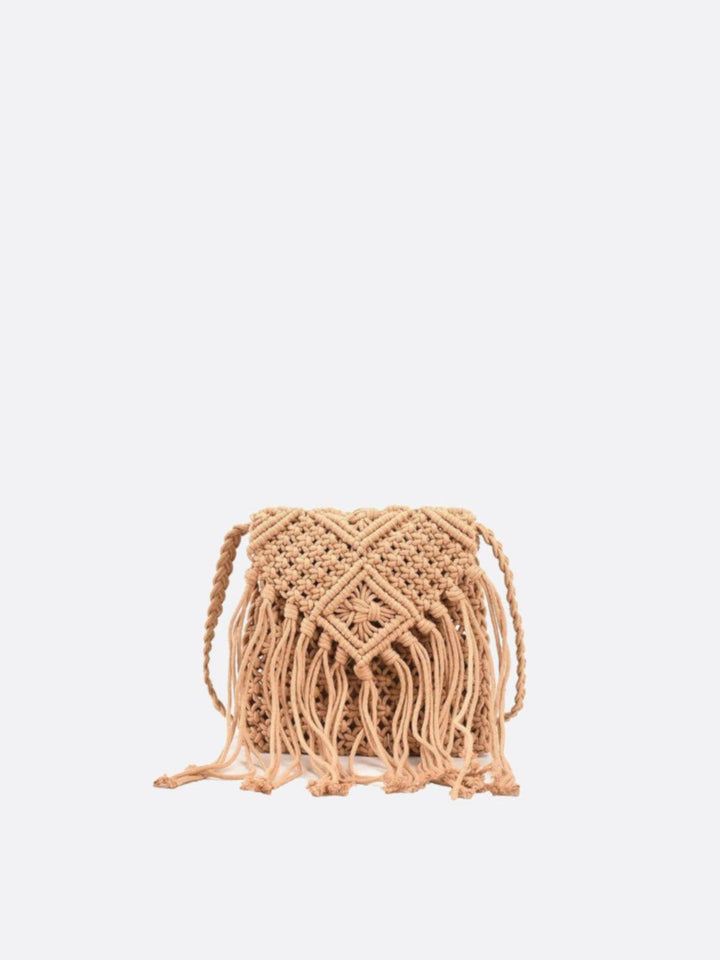 sac macramé beige