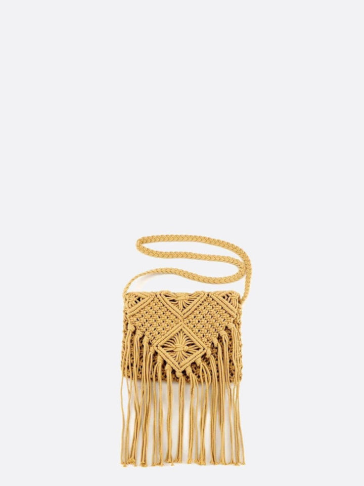 sac macramé jaune moutarde