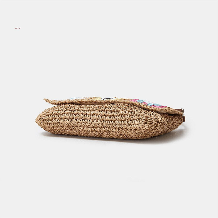 Straw and crochet shoulder bag
