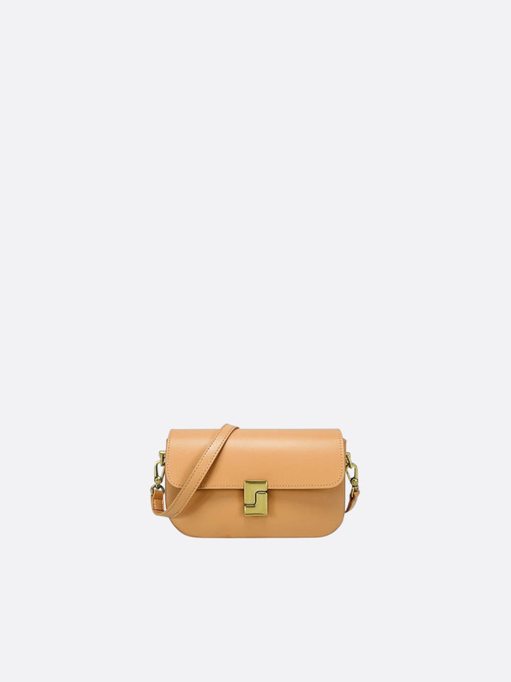 sac bandoulière rectangulaire cuir beige