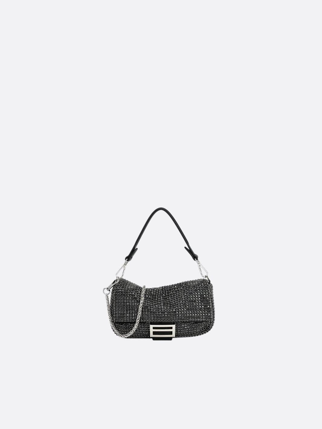 Sac bandoulière strass noir