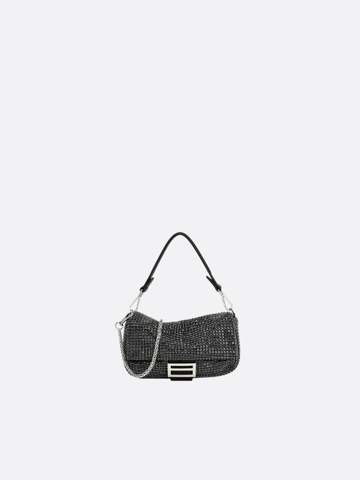 Sac bandoulière strass noir