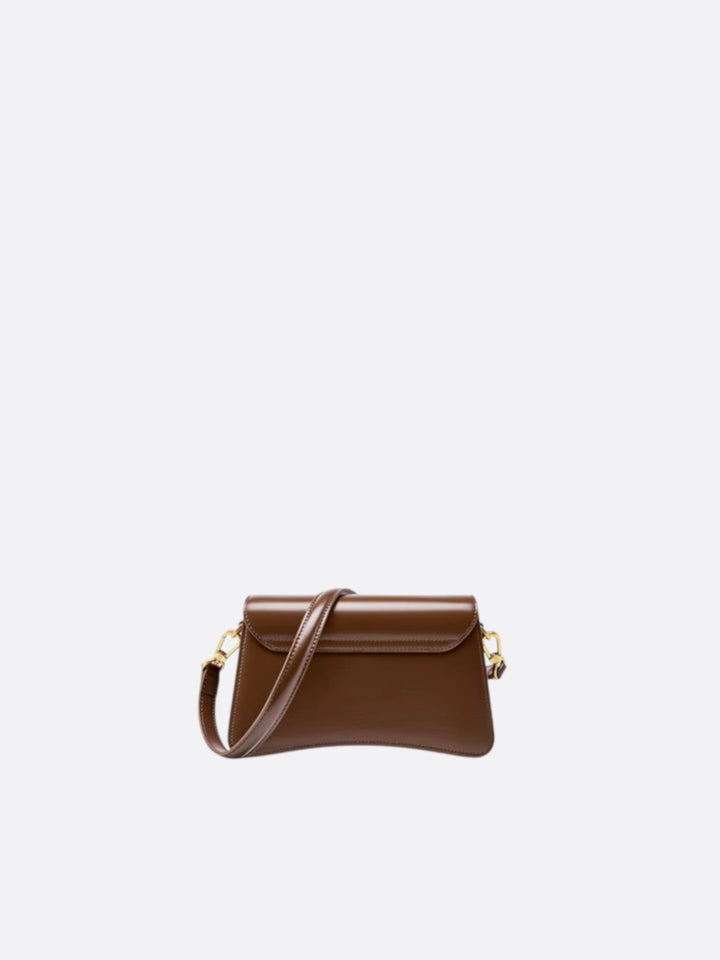 Leather trapezoid shoulder bag