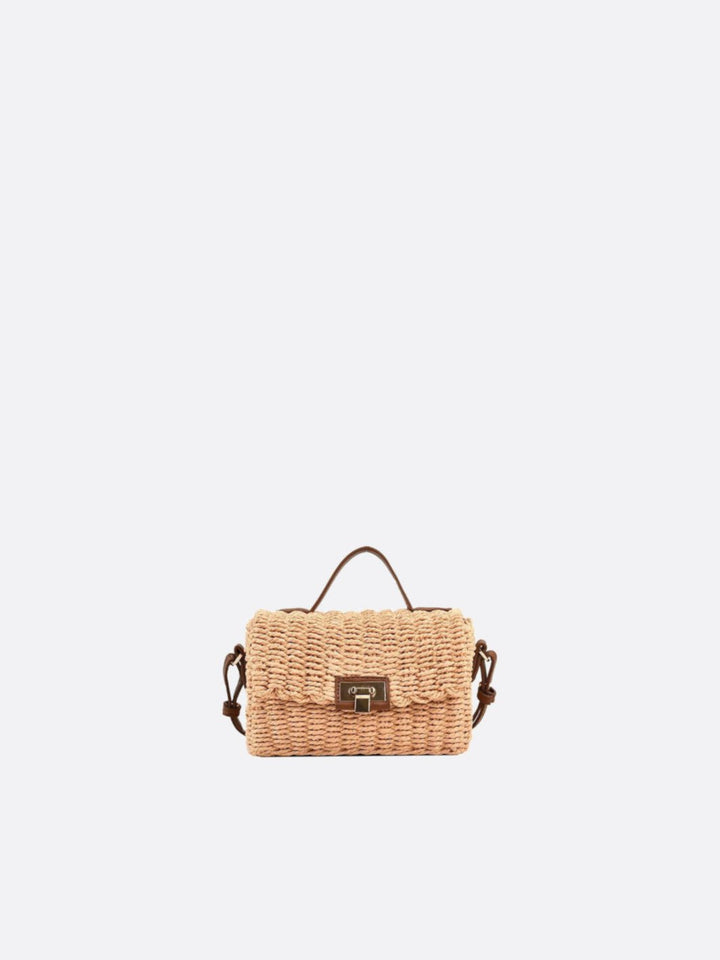 sac bandoulière tressé marron clair