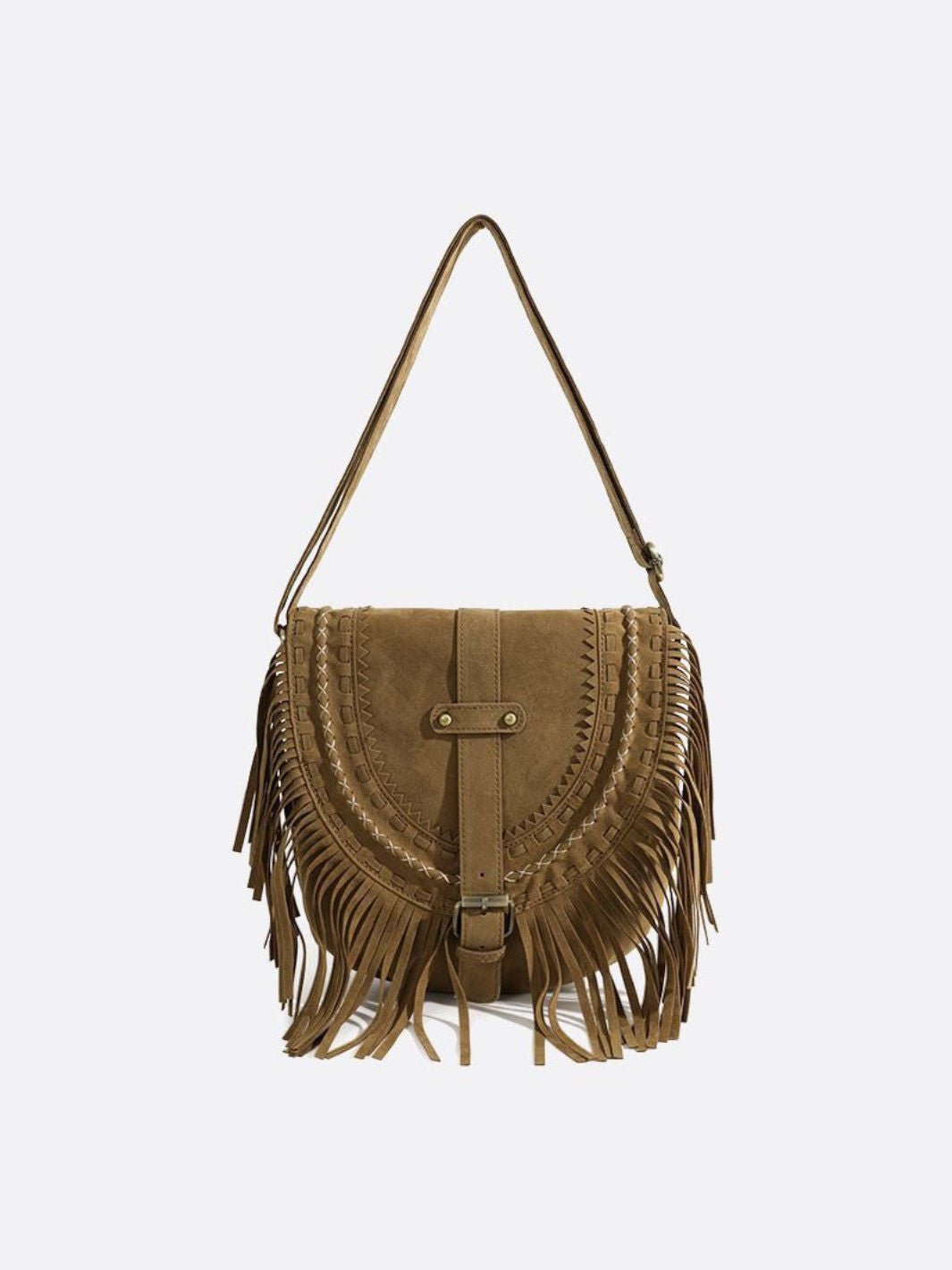 Sac besace daim franges