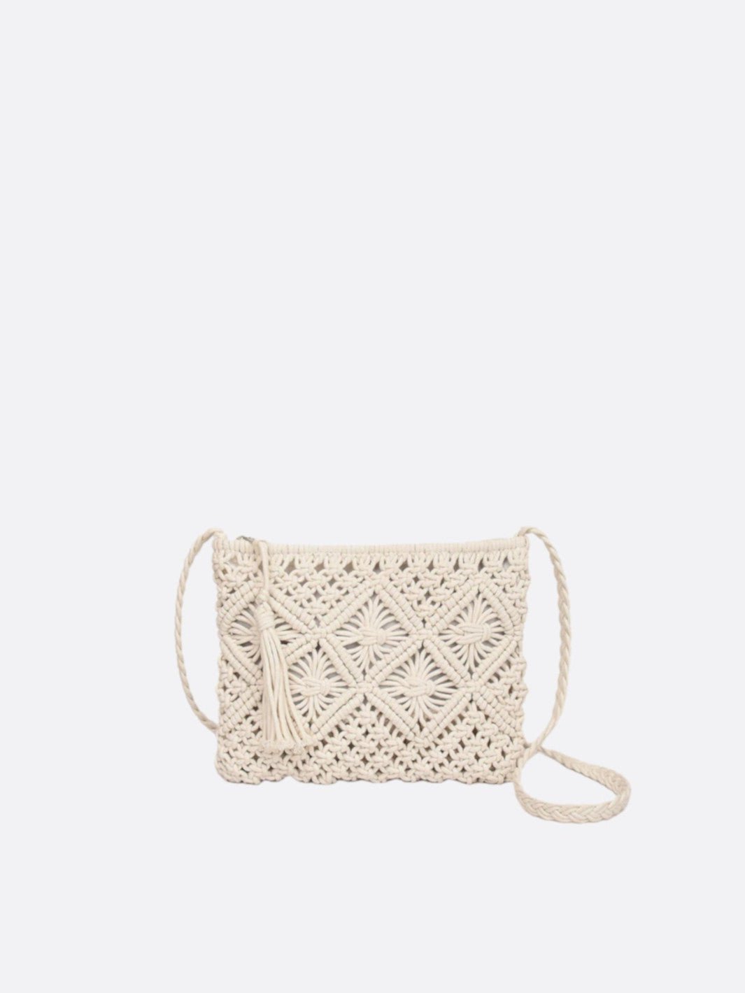 Sac besace macramé blanc