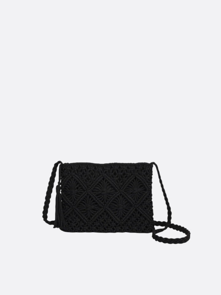 Sac besace macramé noir