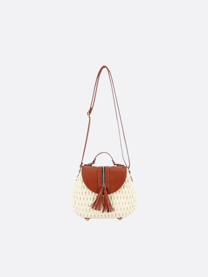Sac besace paille blanc