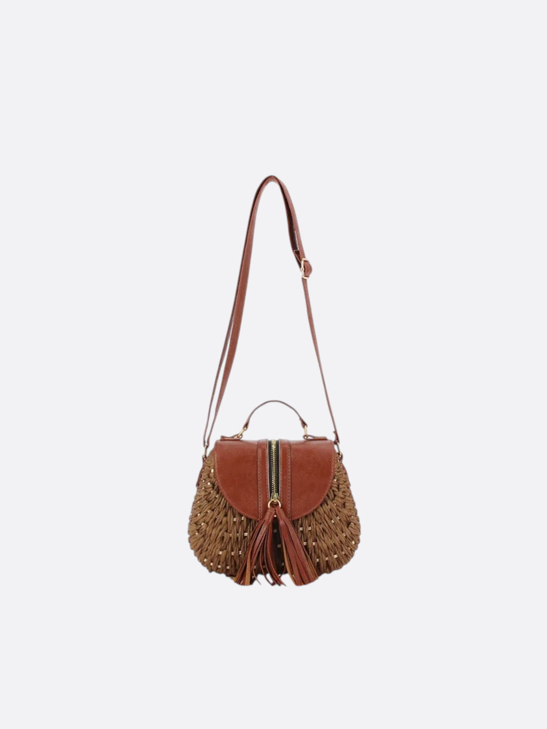 Sac besace paille marron