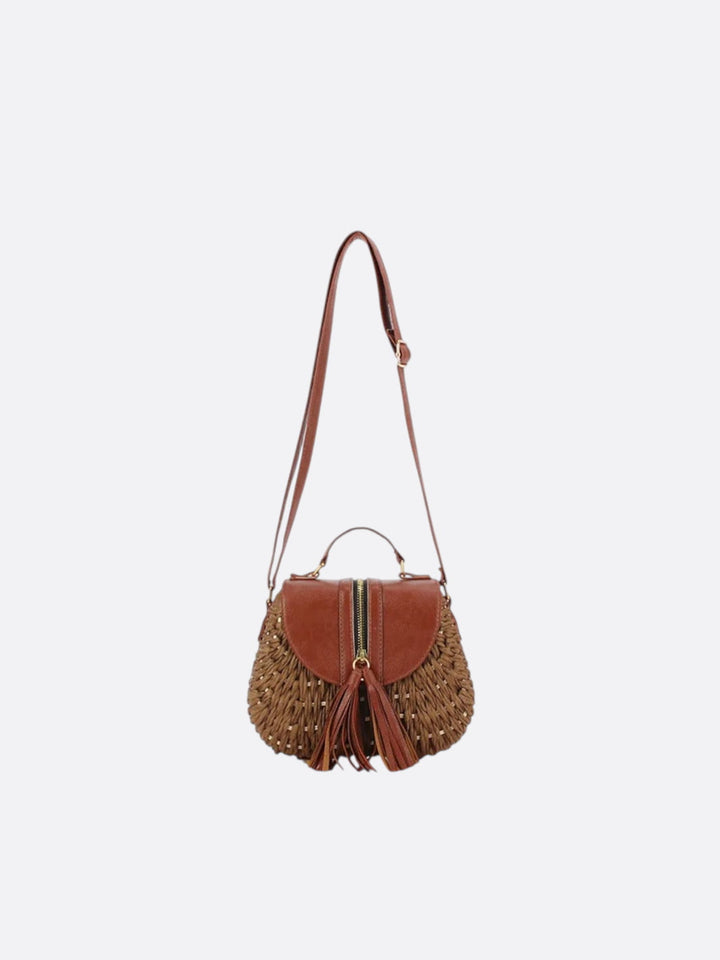 Sac besace paille marron