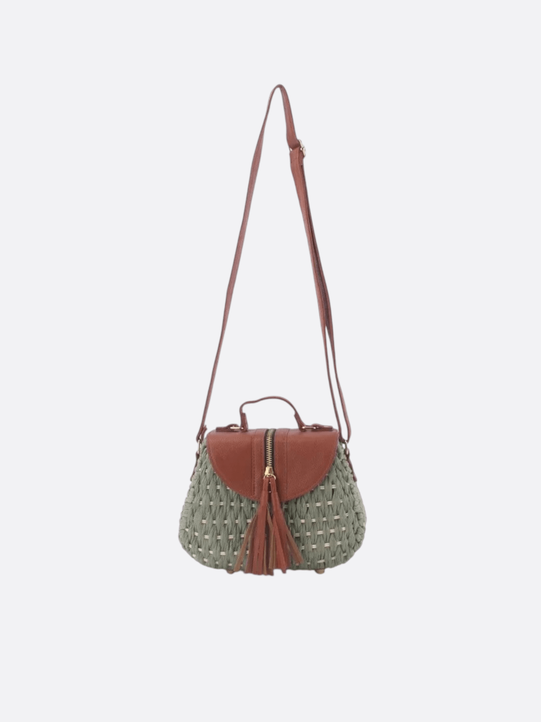 Sac besace paille vert