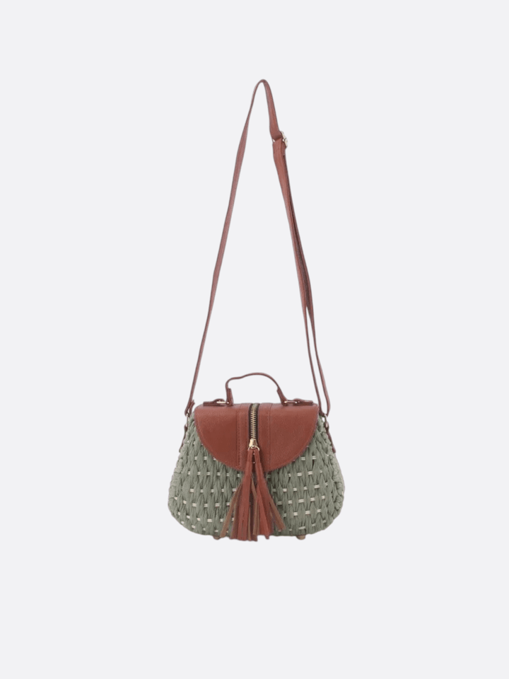 Sac besace paille vert