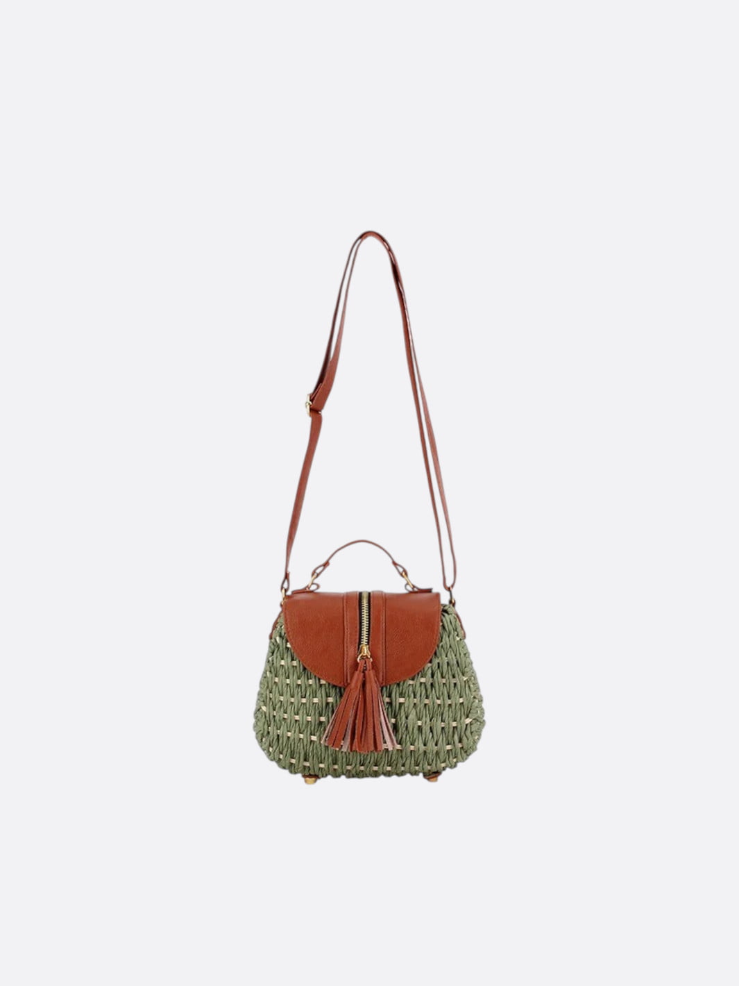 Sac besace paille vert